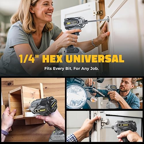 Miniatura 7 de Destornillador de impacto inalámbrico compatible con batería DeWalt de 20 V, 2800 In-lbs sin escobillas destornillador de impacto hexagonal de 1/4