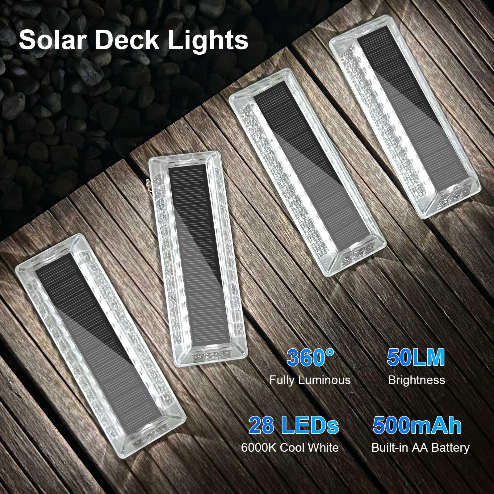 Lacasa Luci Solari da Giardino 8 Pezzi, Segnapasso LED da Esterno a Energia Solare, IP68 Impermeabili, Bianco Freddo Lampade Solari per Scale, Vialetto, Terrazza, Patio, Sentieri | Accensione/spegnimento automatico al crepuscolo, luce impermeabile per sca