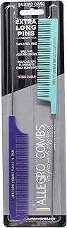Allegro Combs XL Pintail Rat Tail Combs Parting Combs Metal Tail Foiling Combs Pin Combs 2 Pc. (PURPLE & MINT)