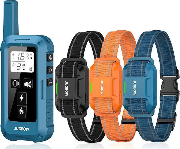 Jugbow Dog Training Collar for 3 Dogs- 4200FT Training Collars with Remote for 5-120 lb Large Medium Small Dogs, Rechargeable Waterproof IPX8 E Collars for Dogs Multicolor
