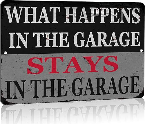 Divertido mecánico metal estaño signo decoración de pared hombre cueva bar lo que sucede en el garaje