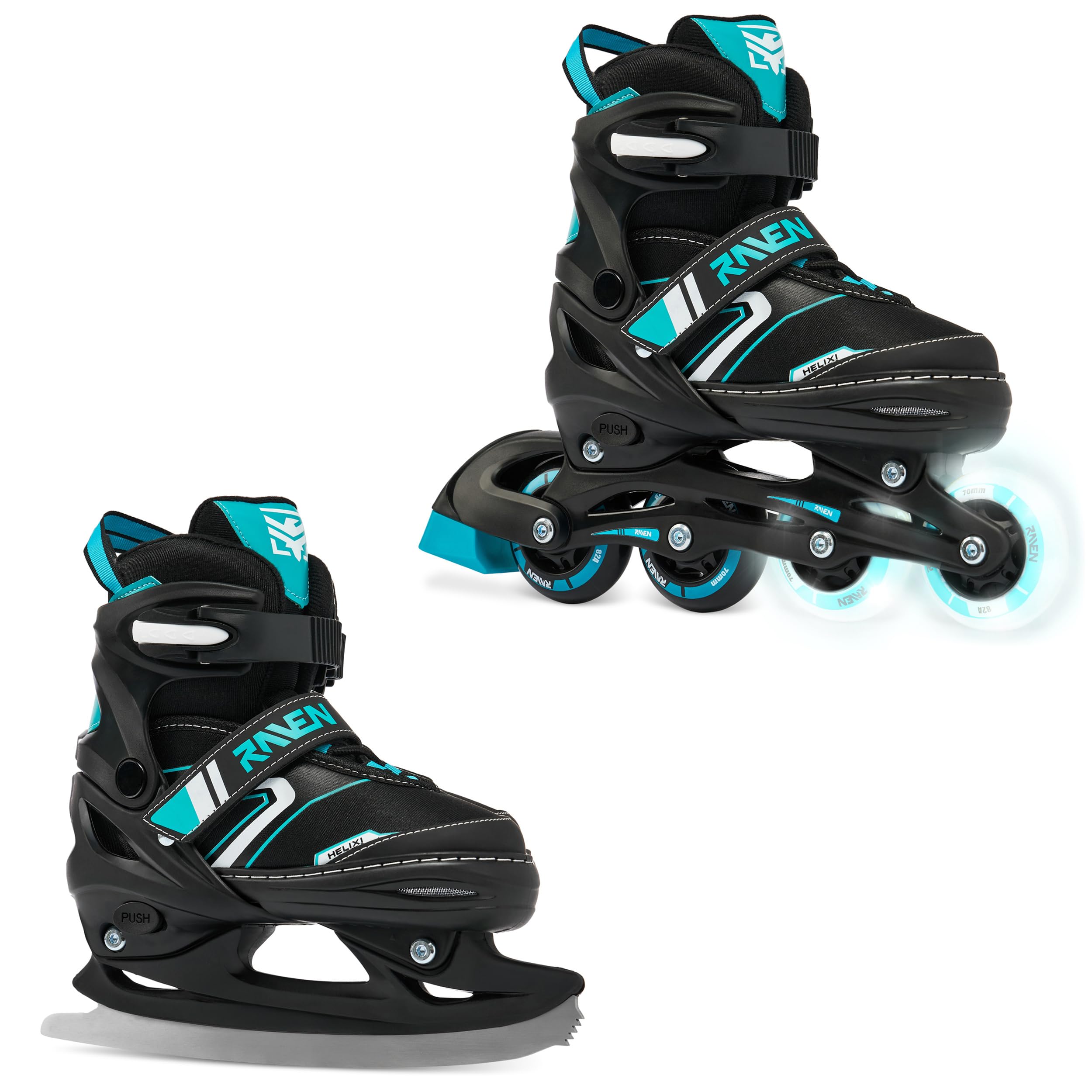 RAVEN Verstellbare 2in1 Inlineskates-Schlittschuhe Helixi Black/Mint