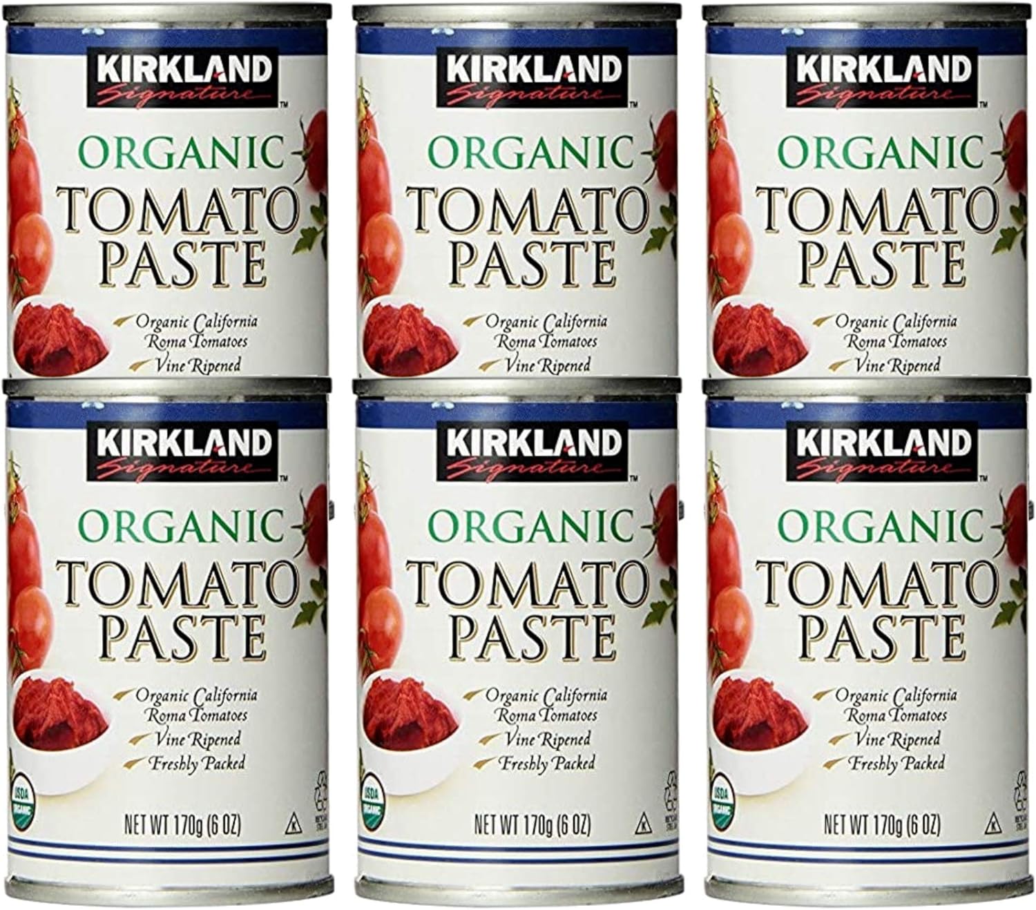 Kirkland Signature Organic Roma Vine Tomato Paste 6 Pack (6 oz. ea) Grocery