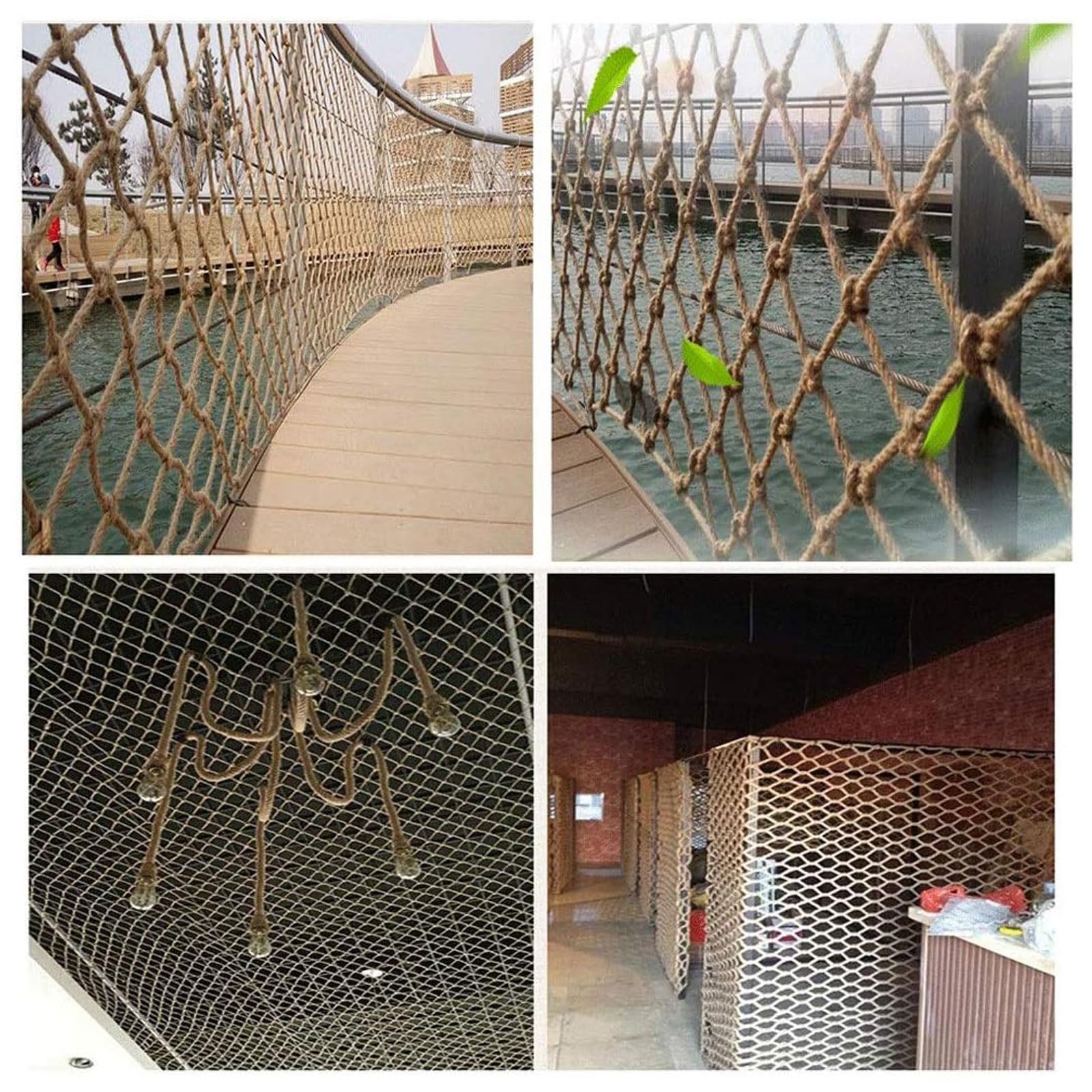 NIANTONG Red de Cuerda para Escalar, Red de Cuerda de Cáñamo para Escalar, Red de Seguridad para Balcones, Escaleras para Niños, Red de Techo Foto Decoración Red de Jardín(Size:2 * 3M(7 * 10ft))