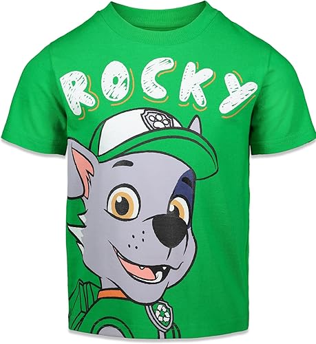 Miniatura 5 de Paw Patrol Chase Marshall Rubble Rocky - Paquete de 4 camisetas gráficas para niños pequeños y grandes