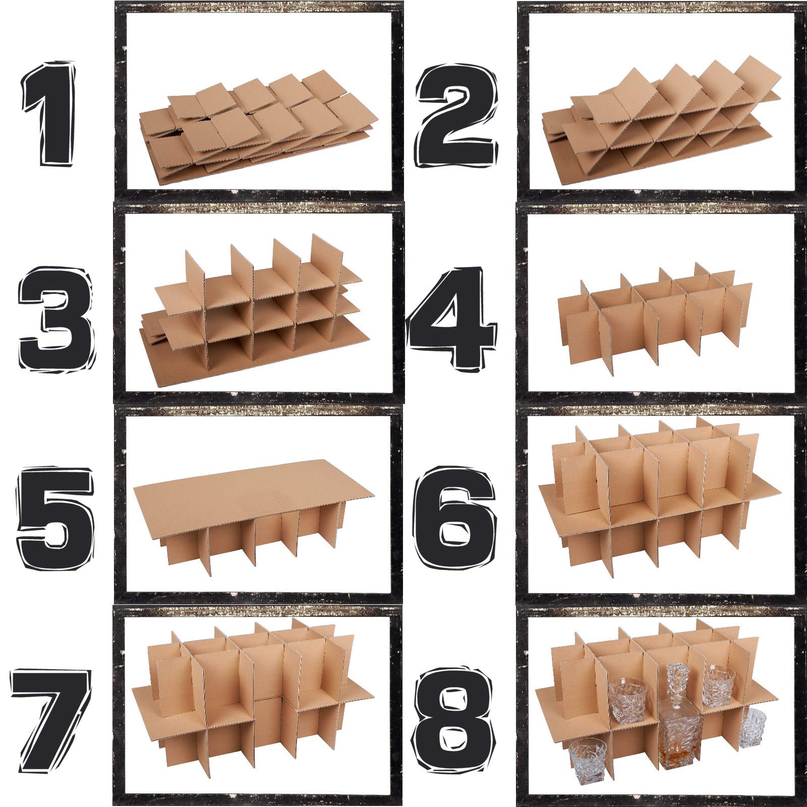Boîtes en verre KK Verpackungen avec 15 à 30 compartiments | 5 pièces, boîtes à vaisselle et à bouteilles pour déménagement | cartons de déménagement à 2 plis