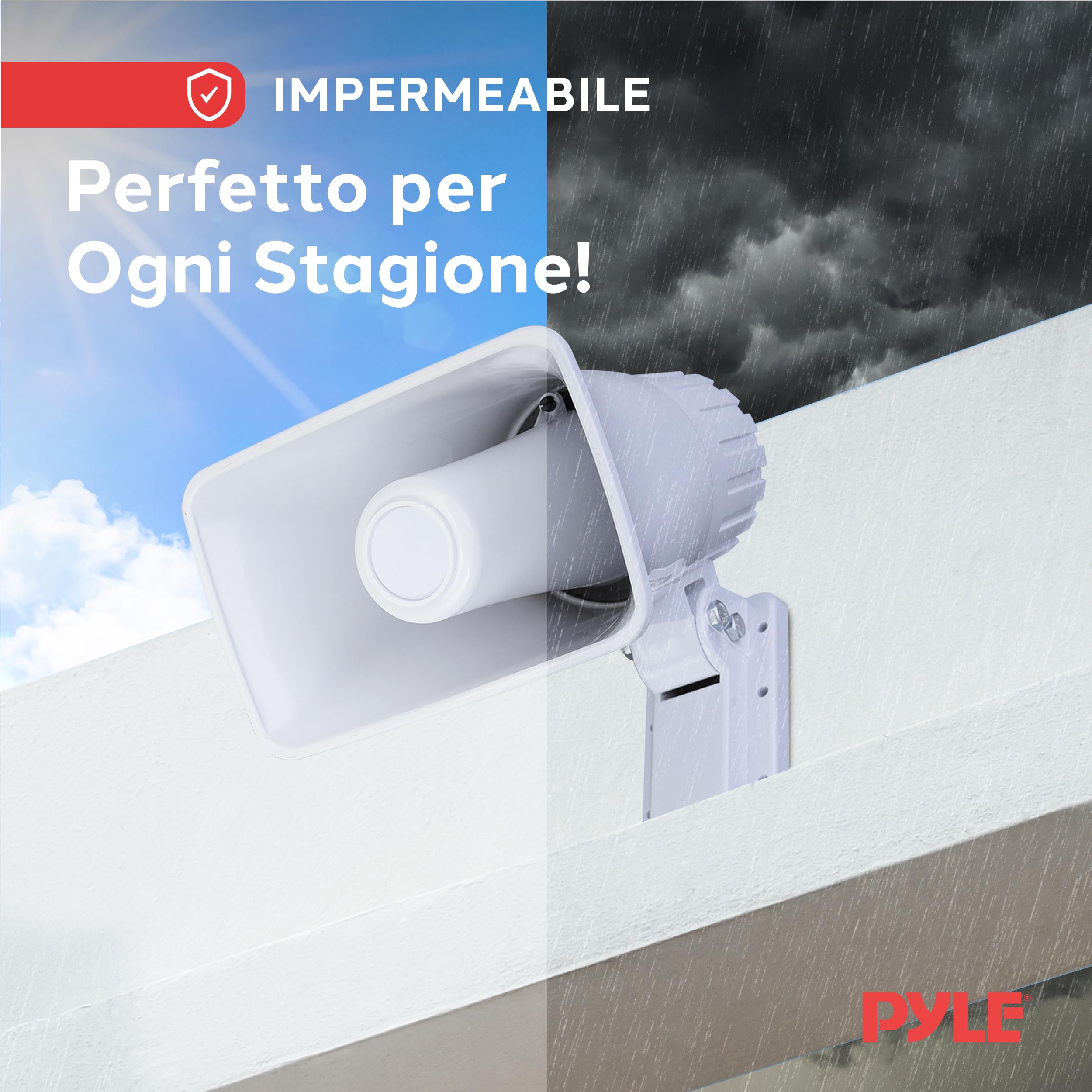 Pyle Cassa Audio Altoparlante PA Interno/Esterno 15 cm 8 Ohm 50 Watt Picco con Staffa, Speaker con Accessori Inclusi, Bianco