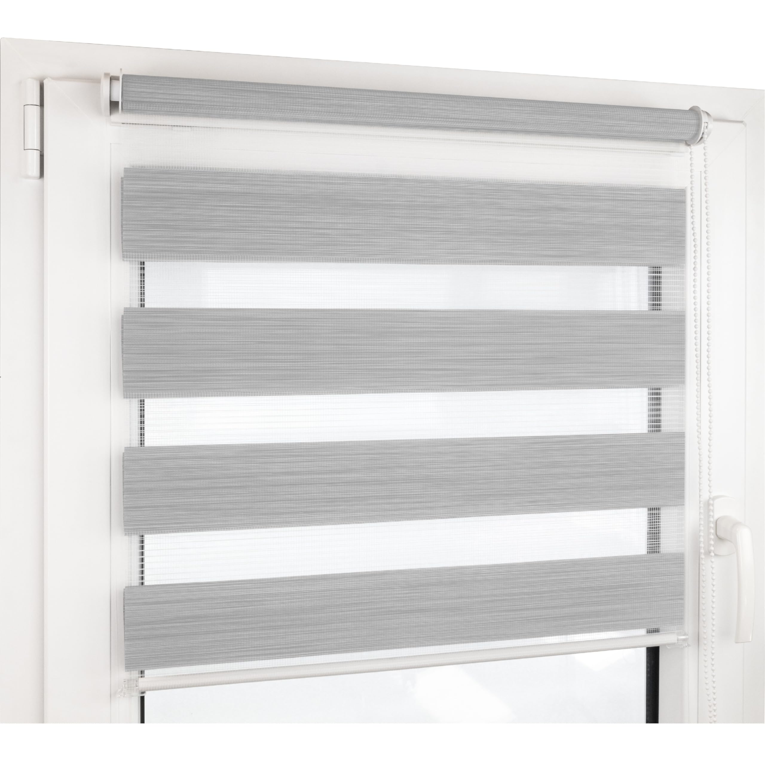 Doppelrollo Klemmfix ohne Bohren - 120 x 160 cm, Hellgrau meliert - lichtdurchlässig & Blickdicht - Duo Rollo für Fenster innen, Klemmrollo - Stoffbreite 116 cm