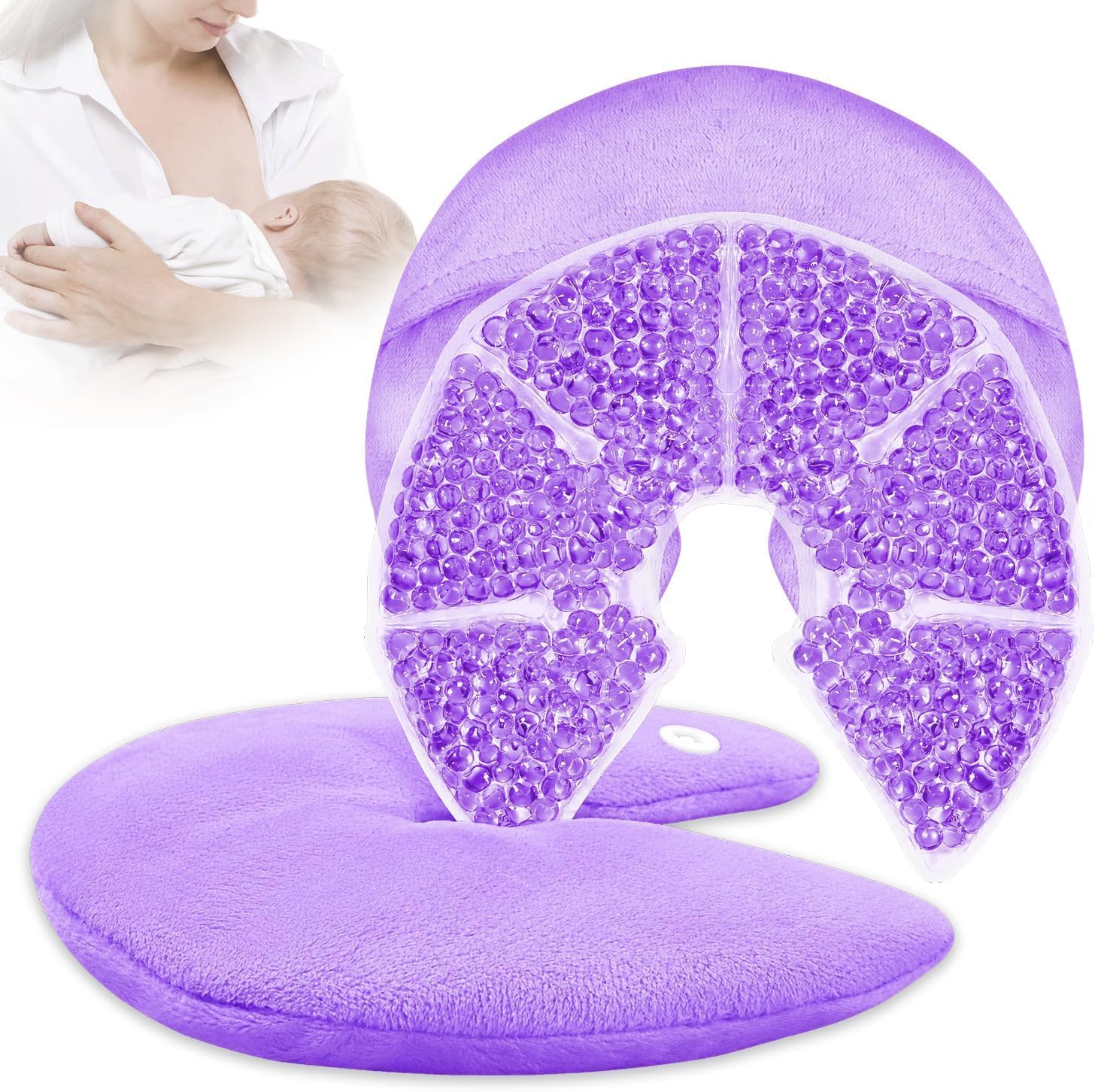 Reusable Breast Therapy Pads (2 Pack) | Hot & Cold Gel Breastfeeding Pads for Nursing Mothers | Soothing Breast Care Compress for Engorgement, Mastitis, Swelling & Pain Relief-image-34