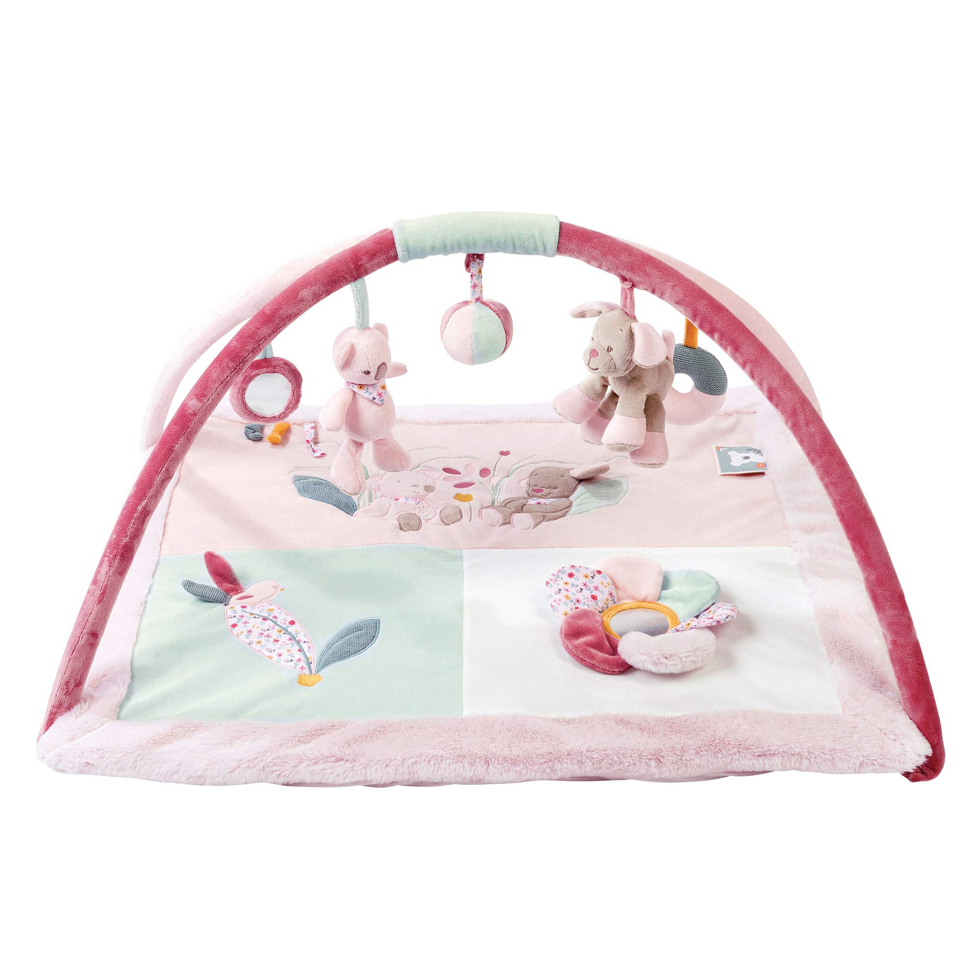 Nattou Krabbeldecke mit Spielbogen, Iris und Lali, 87 x 87 x 52 cm, Rosa