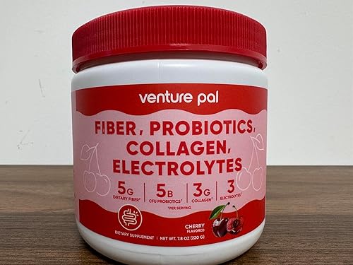 Venture Pal Suplemento diario de fibra para mujeres y hombres, mejorado con electrolitos, probióticos y colágeno para la salud intestinal,