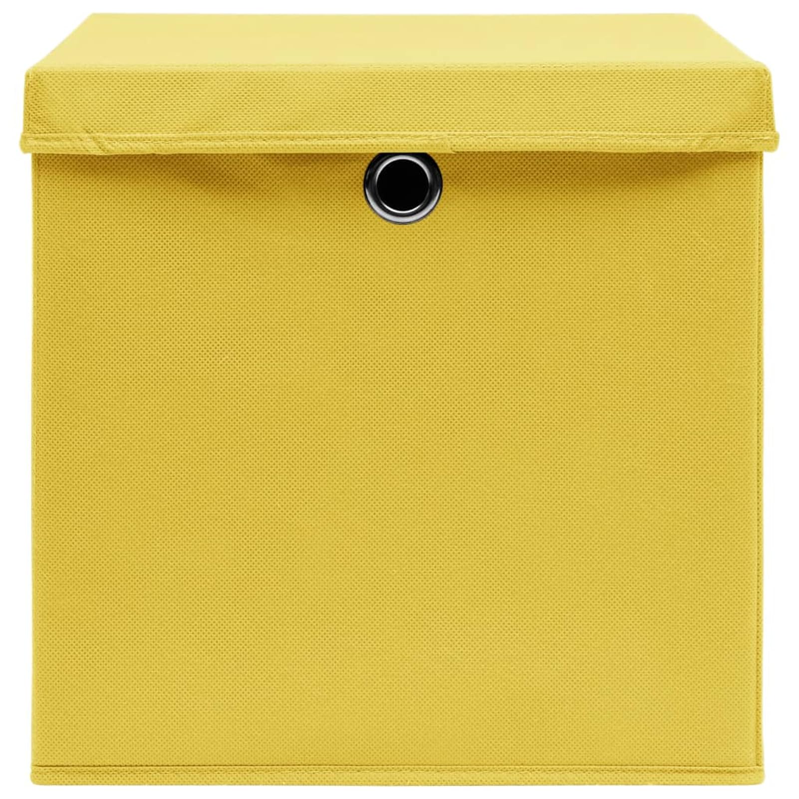 Aufbewahrungsboxen mit Deckel 4 Stk Spielzeugkiste, Aufbewahrungskiste, Kleideraufbewahrung, Kleideraufbewahrung & Organisation, Gelb 32×32×32cm Stoff