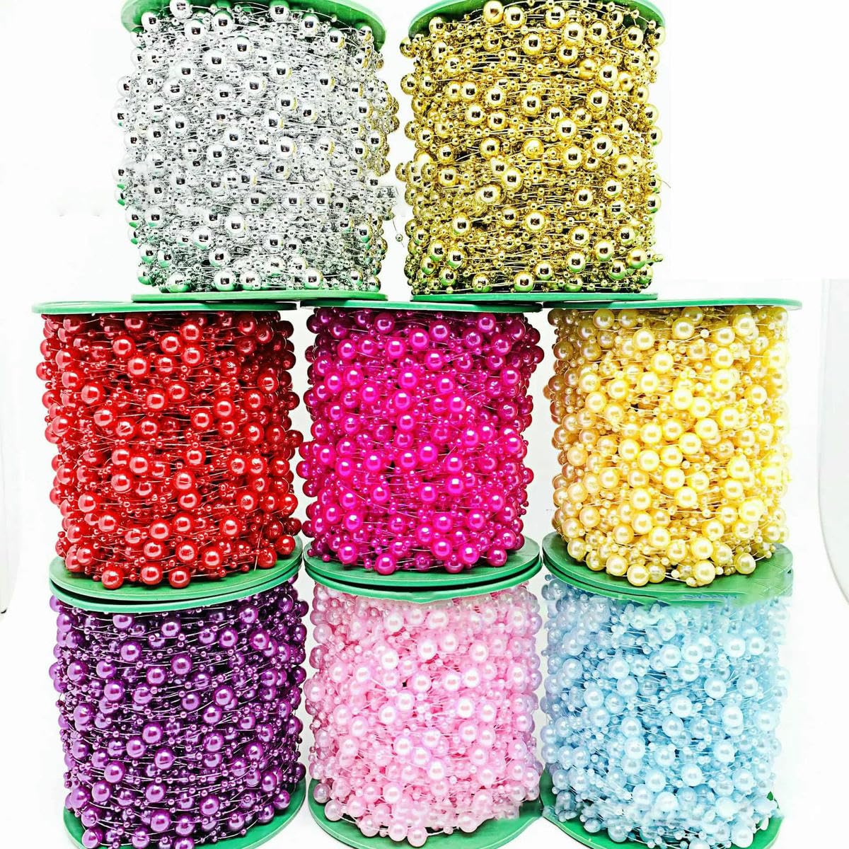 Girlanda z koralików, łańcuch, wstążka, Sztuczne perły koralikowe na wesele, dekoracje DIY, wielokolorowe, różne rozmiary(Transparent white,100 METER)