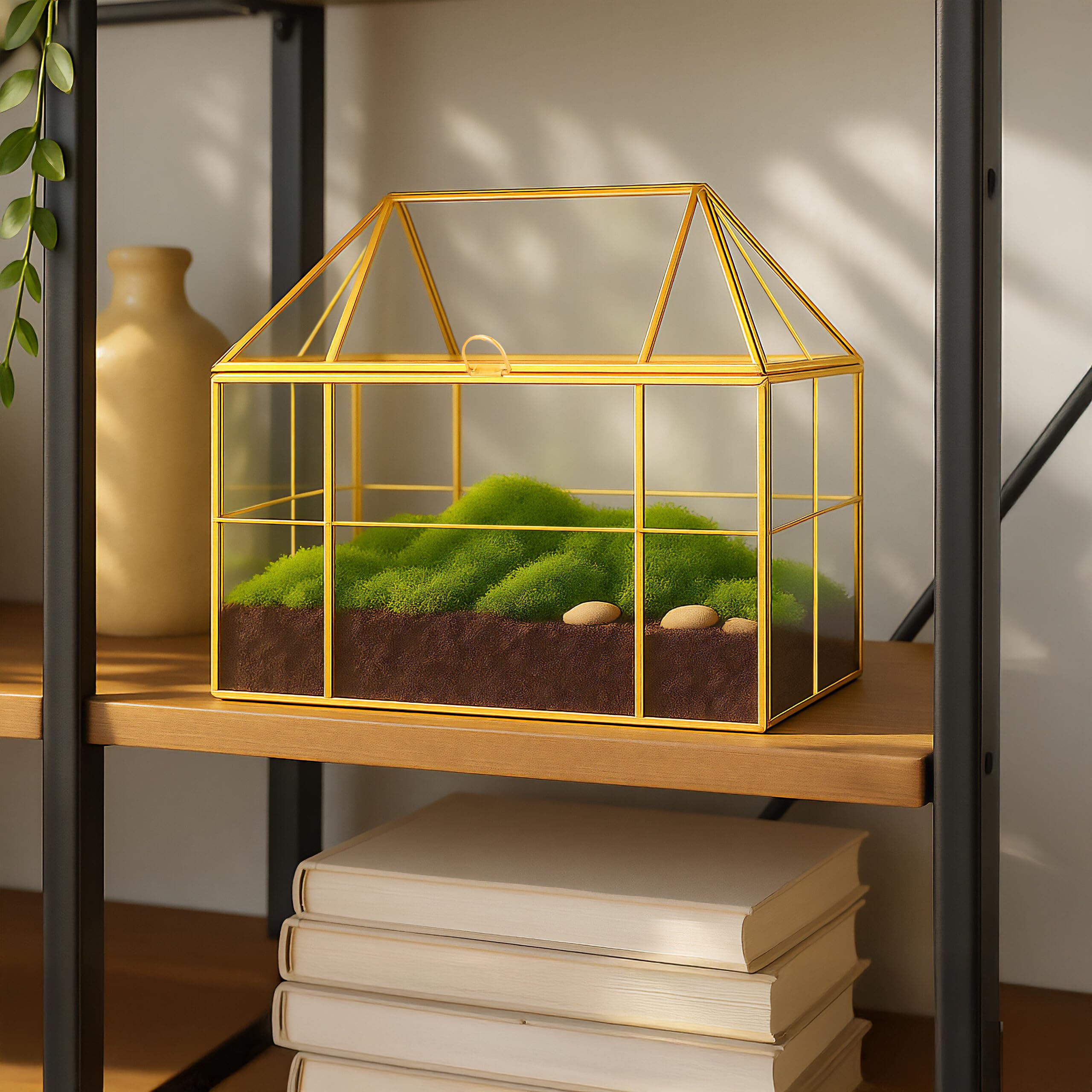 Relaxdays Terrarium décoratif 21 x 23 x 14 cm doré pour Plantes