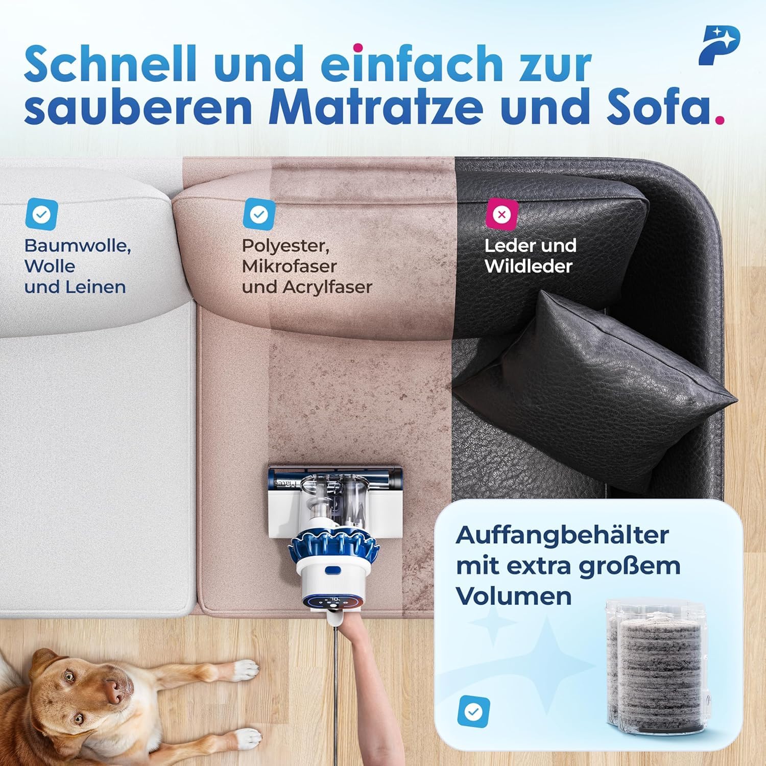Primavella Milbenstaubsauger für Matratze Bett mit UV-Licht HEPA-Filter Tierhaare