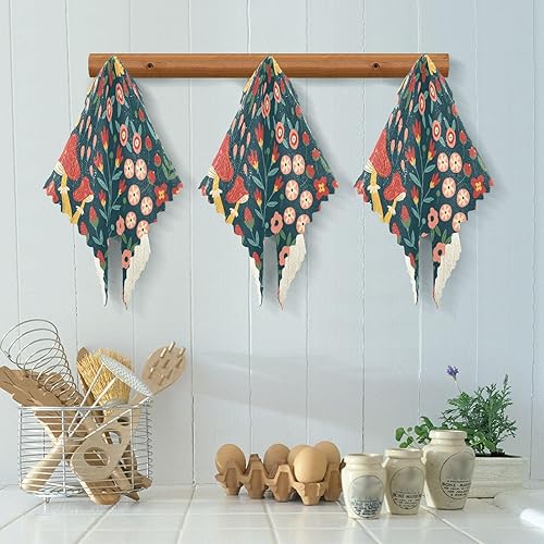 Miniatura 5 de Woodland Mushrooms Flower Quality Decorative Microfiber Towel for Kitchen Absorbent Set of 6 Microfiber Drying Towel Kitchen for Countertop