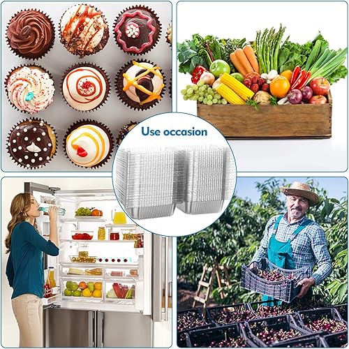 Miniatura 6 de 250 unidades de 5 x 5 pulgadas Clamshell bandeja para llevar recipientes de plástico con bisagras para alimentos, caja de comida desechable,