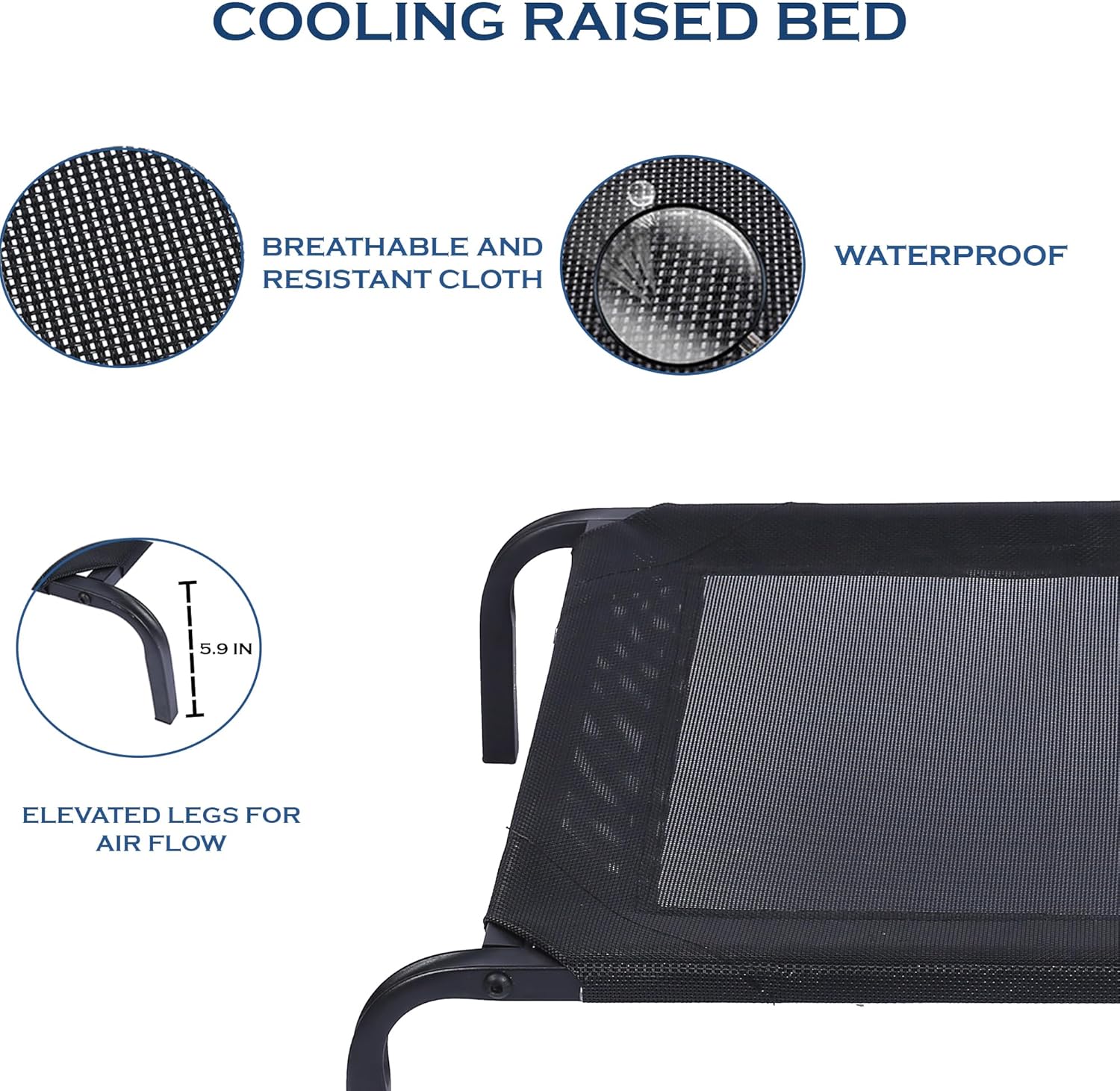 review Elevated Dog Bed, Pet Bed, Medium Size with Measures 35.4x23.6 x 5.9in, Portable Bed with a Non-Slip Firm Structure, Easy to Assemble Black