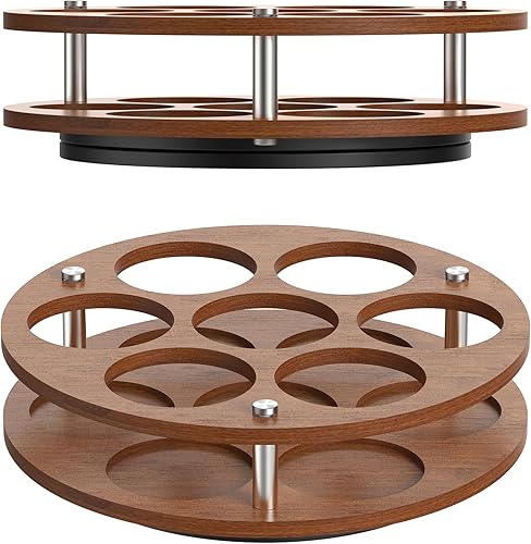 Miniatura 7 de SHILFID Organizador giratorio para jarabe de café, soporte para botellas de jarabe para estación de cafetería, 7 botellas de almacenamiento, bandeja