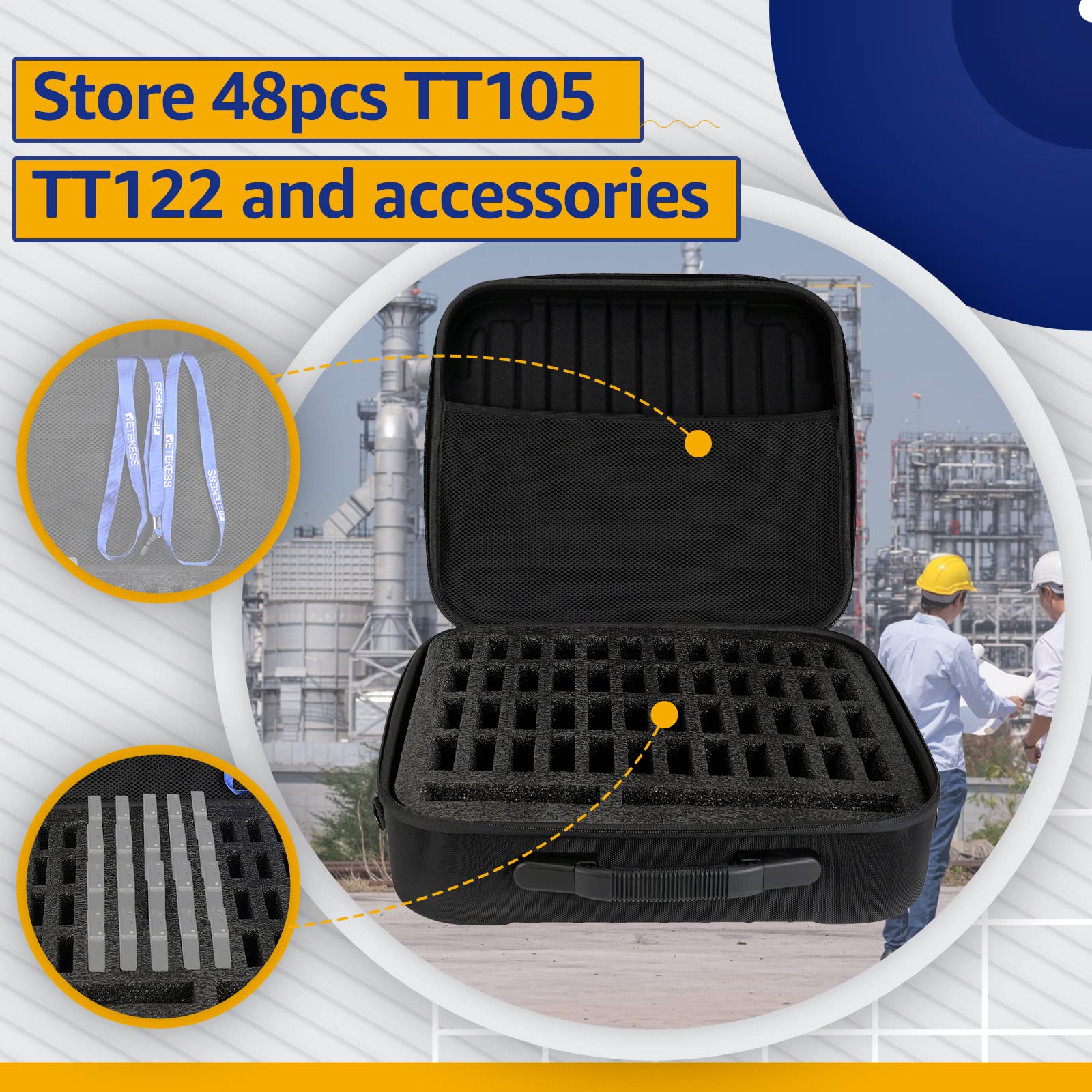 Retekess TT016 Borsa Portaoggetti Sistema Guida Turistica con Spugna Interna, Scatola Portaoggetti Portatile da 48 Slot, per Sistema Guida Turistica Retekess TT105 e TT122