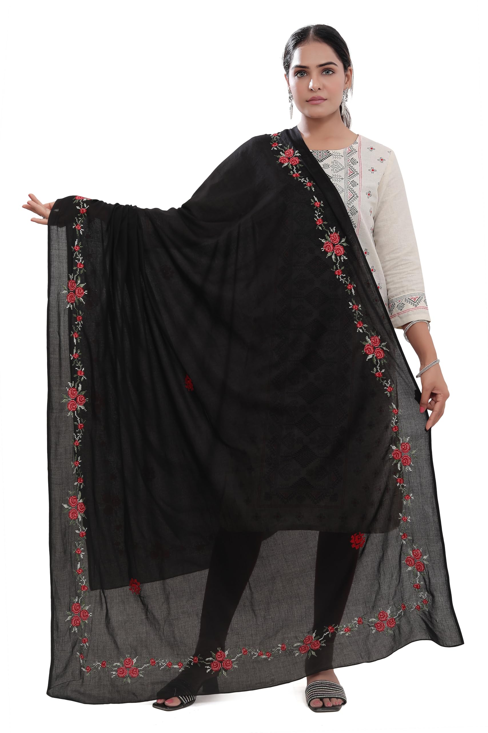 dupatta house Cotton Embroidered Dupatta, Embroidery dupatta-picture-12