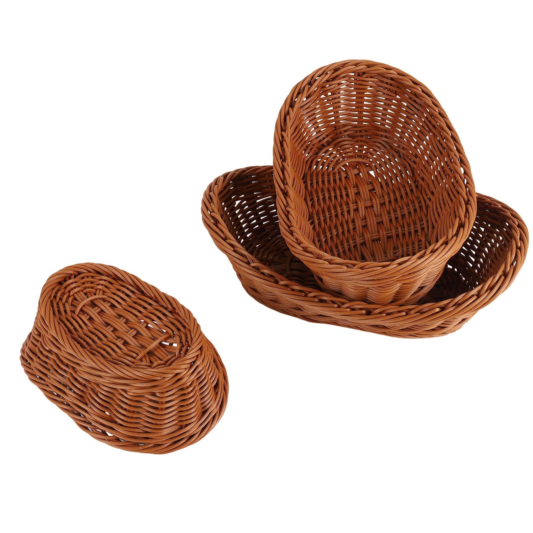 Juego de 3 cestas de servicio para cesta de pan tejida de mimbre, cesta de almacenamiento para mesa de almacenamiento cosmético de frutas y baño