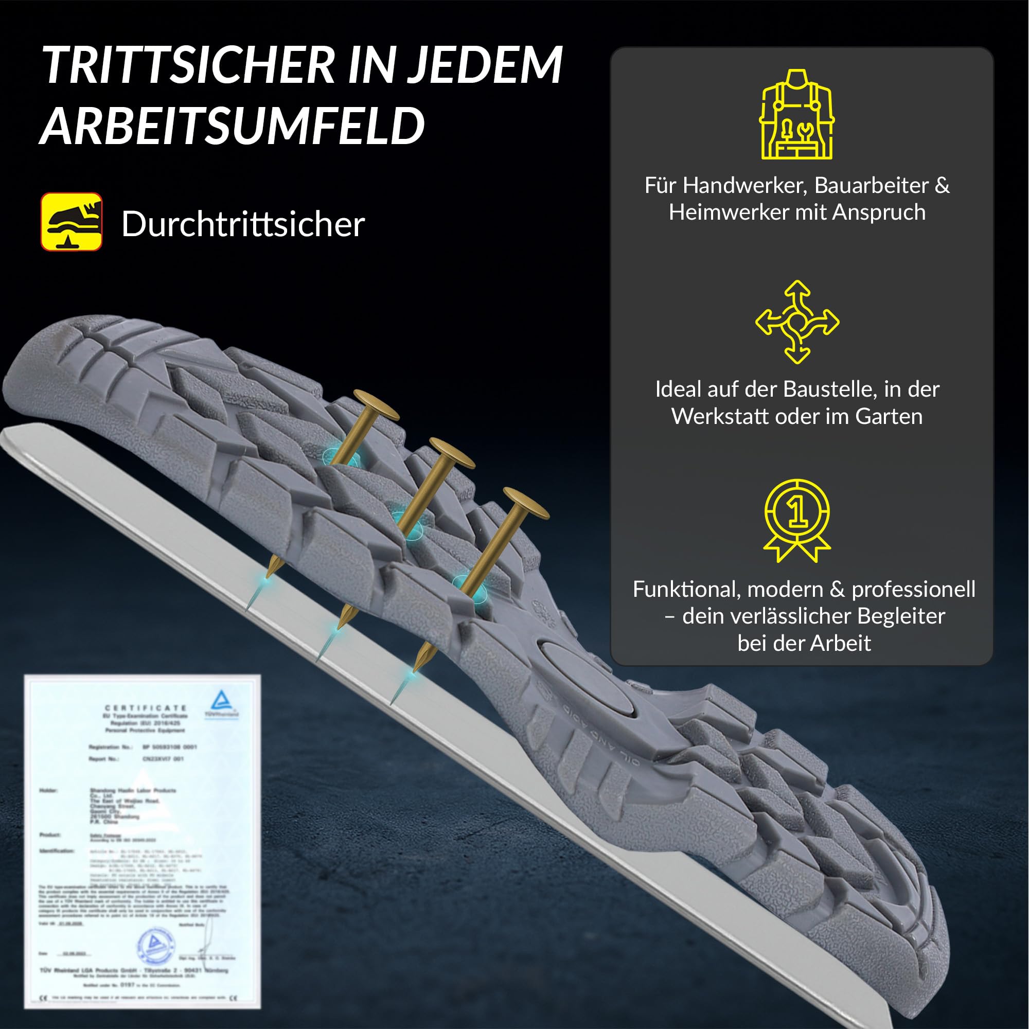 Scarpe da lavoro da uomo antinfortunistiche S3 – Terra Low – con punta in acciaio, traspiranti, intersuola in acciaio, particolarmente antiscivolo, occhielli rinforzati