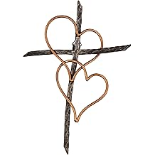 Old River Outdoors Entwined Hearts Decorative Metal Wall Cross - Joined Two Hearts, One Love Promises Kept