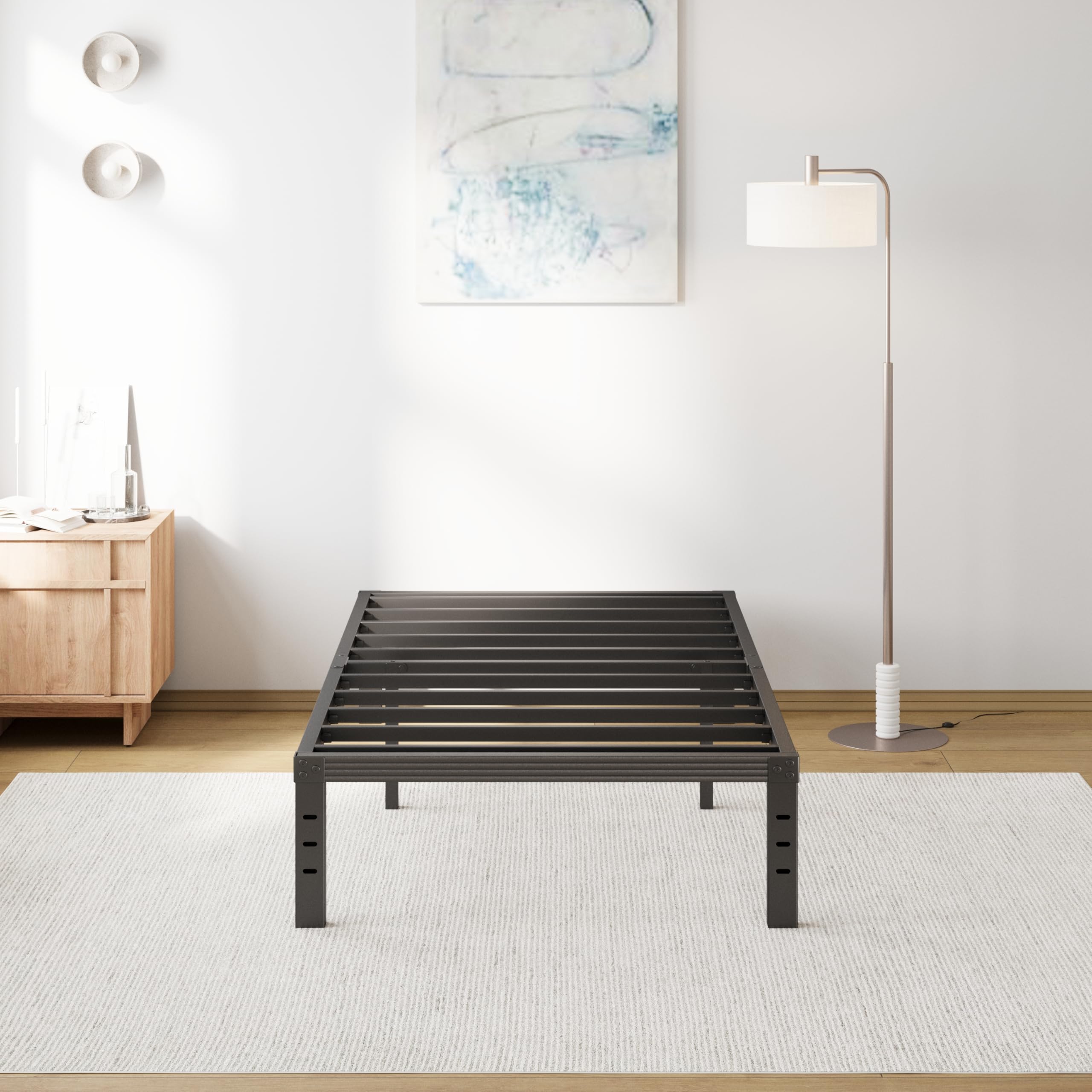 COMASACH Twin Size Bed Frame 14" High Heavy Duty Platform Bed Frame,Sturdy Steel Frame,No Box Spring Needed,Noise-Free,Easy Assembly