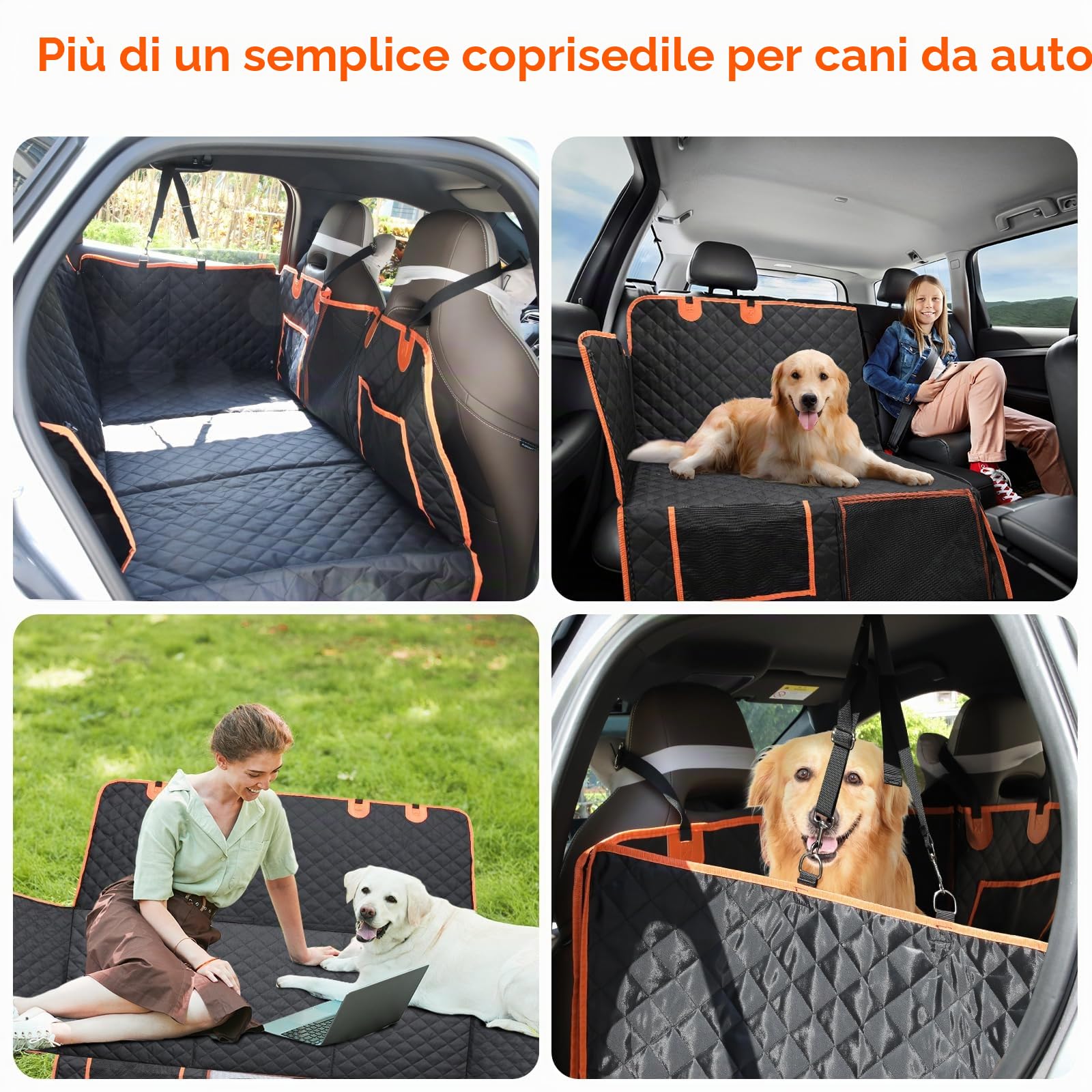 Euqvunn Coprisedile Auto per Cani Telo Rigido [Dimensioni più Ampie e Clip in Metallo] Telo Auto per Cani, Impermeabile Telo Macchina per Cani, Universale Telo Rigido Bagagliaio Auto per Cani