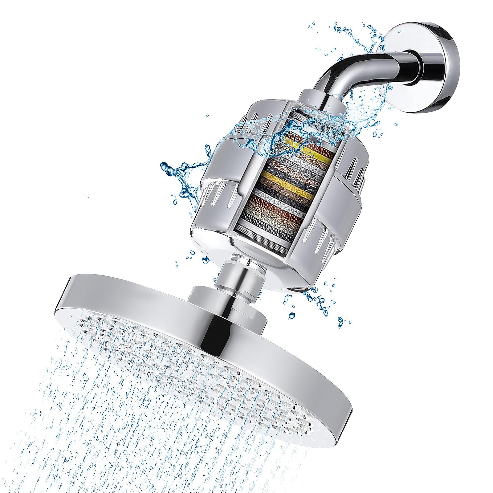 GALPADA Cabezal de Ducha Filtro Antical Giratorio y Sistema de Filtración Múltiple para Agua Dura, Recambio Compatible para Ducha y Purificador de Agua en Baño