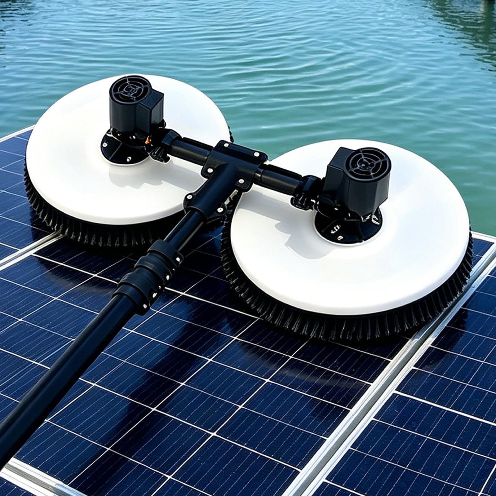 HADECOLL Dual-Head Water Fed Pole Brush, Telescopic Rod, Electric Solar Panel Cleaner For Roof Window House Siding Cleaning, 18Ft,Size_Name-3.5M/11.4Ft(Dualuse)