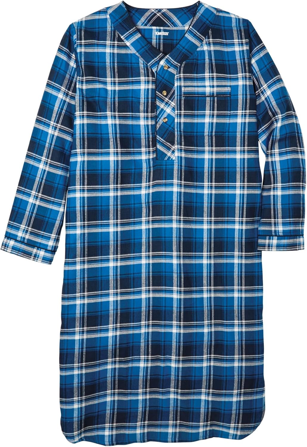 KingSize Men's Big & Tall Plaid Flannel Nightshirt