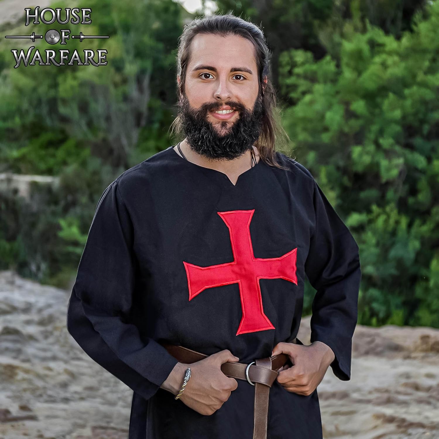 Men's Crusader Tabard Costume - Medieval Knight Renaissance Warrior Tunic, 100% Cotton for LARP, Cosplay