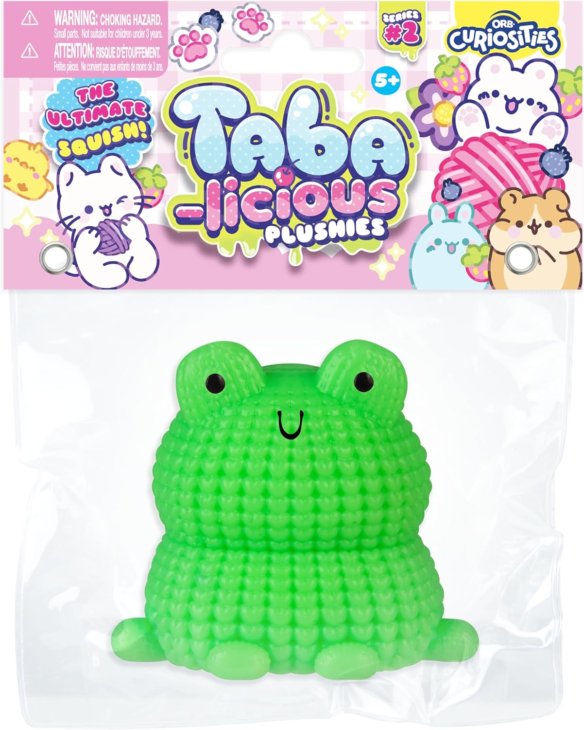 ORB Tabalicious Plushies TABA Squishy Frog Plushy Toy - Crochet Style TABA Animal Plushies - Soft, Sticky Taba-Licious Squishies - Fun Stress Relief - Kawaii Sensory and Fidget Toys Kids and Adults