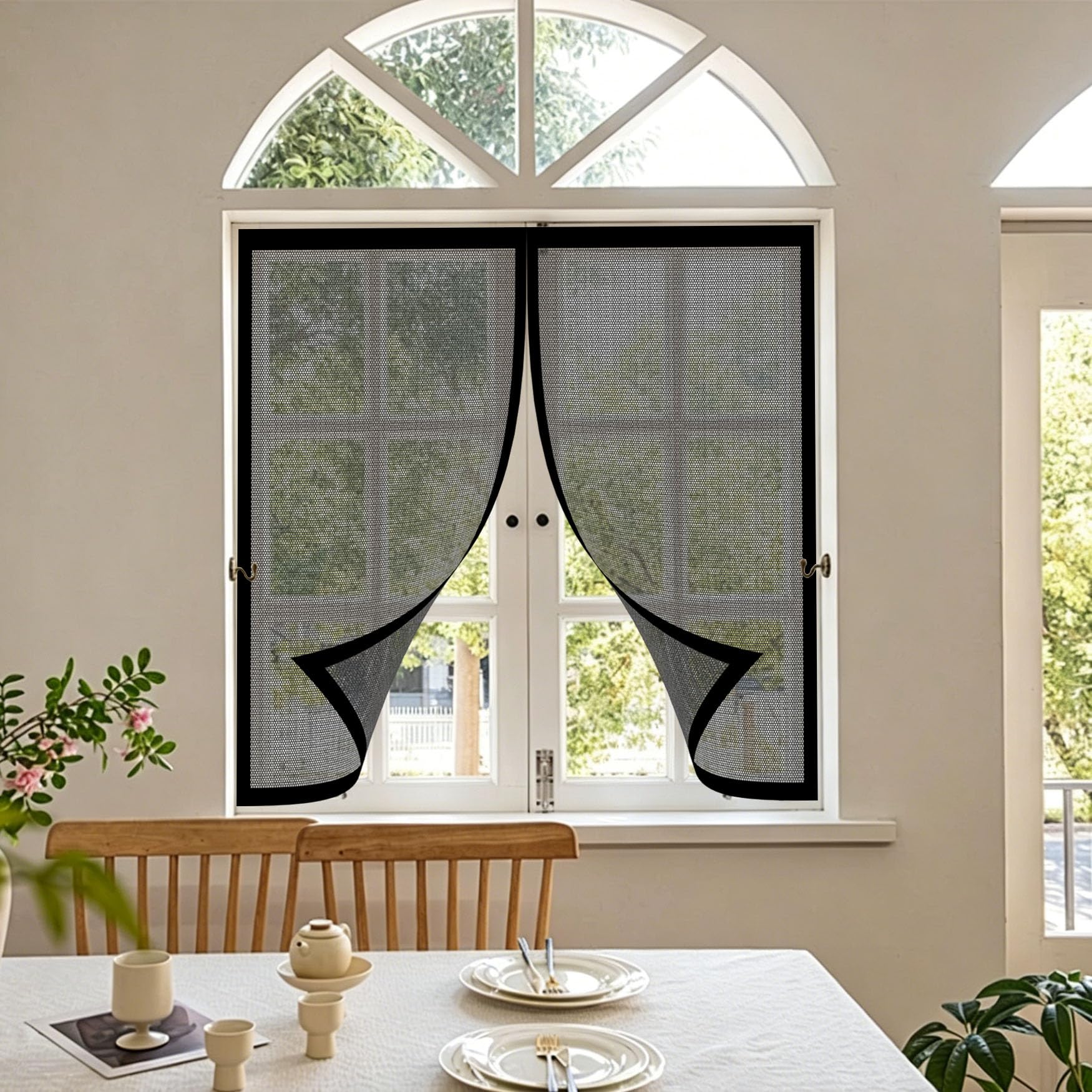 Yanhong Black Magnetic Door Curtain 79 X 176 Cm Keep Pets Indoor, Allow Fresh Air Flow, Hands-Free No-Drill Easy Installation Door Magnetic Screenfly Doors For Balcony, Terrace, Cellar,