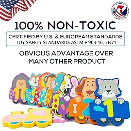 100% Non-Toxic Bathtub Numbers - Fun Bath Foam Toys - Educational Puzzles Floating Bathtub Animals for Kids Girls Boys - Set of 27 pcs - Wet & Stick - Fre. Bath Toy Organizer