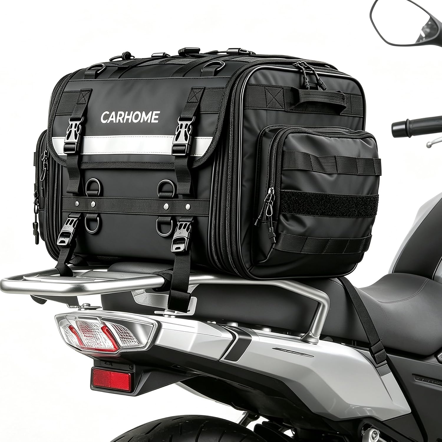 Motorcycle Tail Bag, 40L-60L Expandable Motorcycle Travel Luggage
