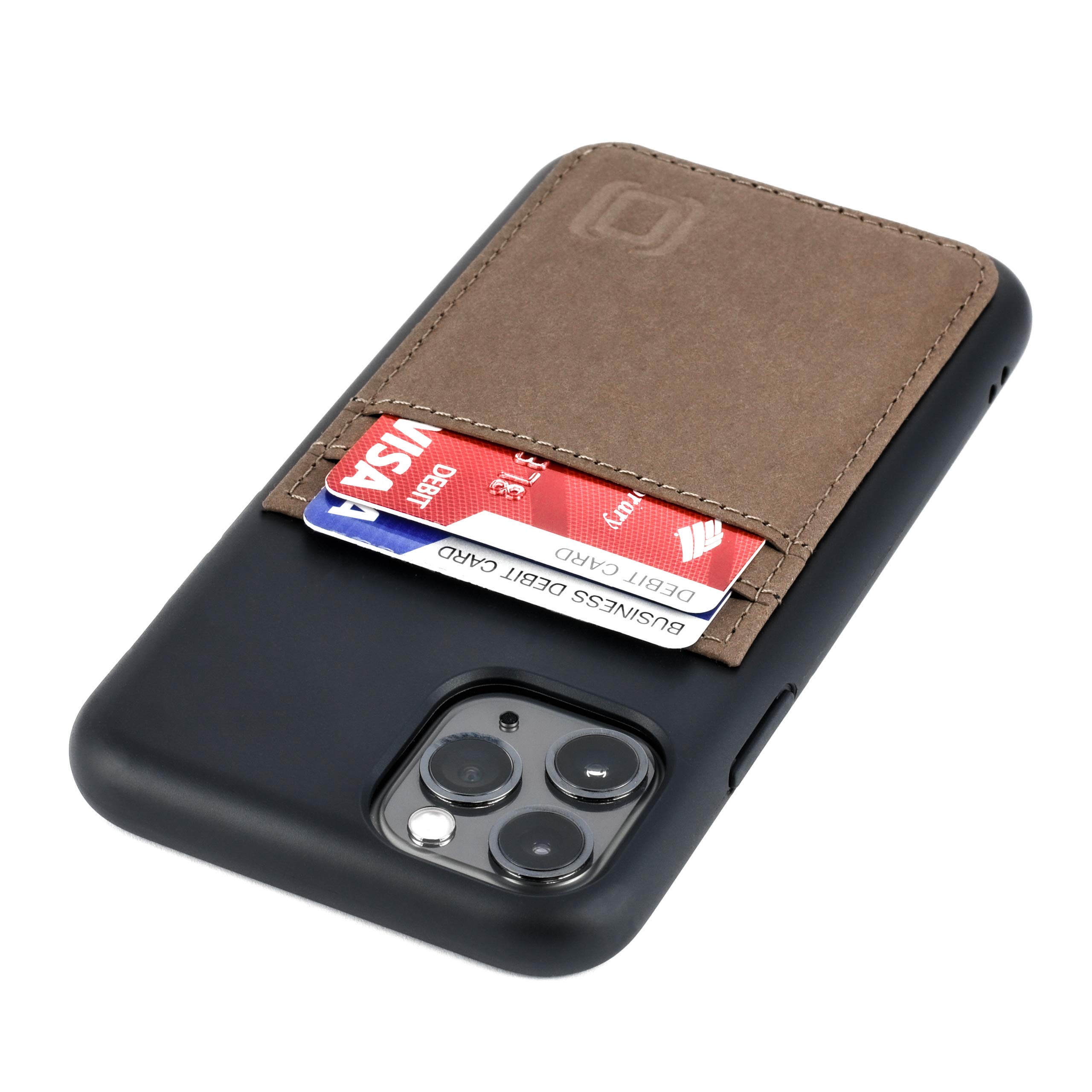 Dockem iPhone 11 Pro BIO Wallet Case - M2B - Friendly Materials, Magnetic Mounting & 2 Credit Card Holder Slots: (Black and Tan)