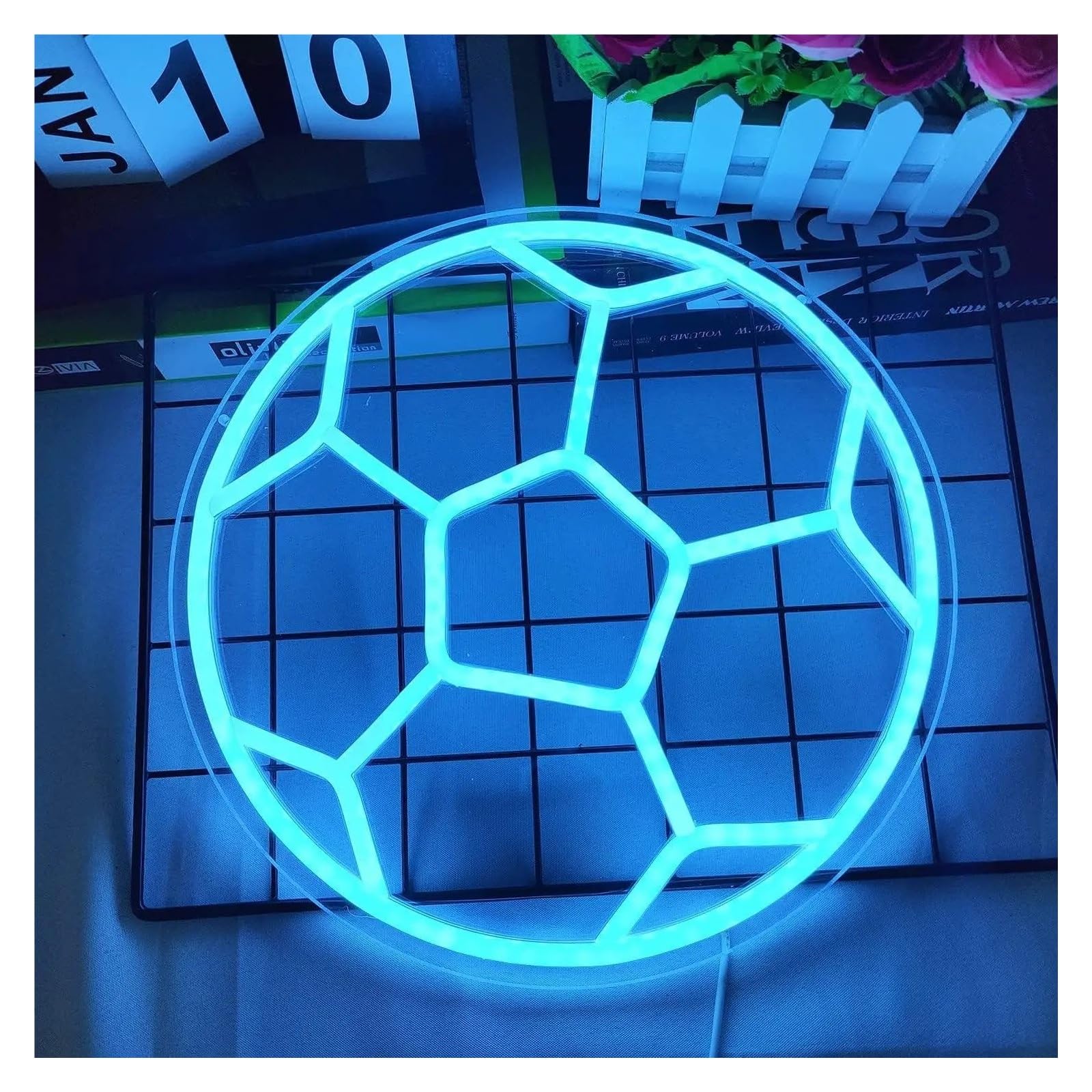 XENITE Hanging Art Neon Signs Football Neon Sign USB Powered LED Dimmable Lights for Bedroom Garage Gaming Room Decoration Wall Decor 30.48x30.48cm
