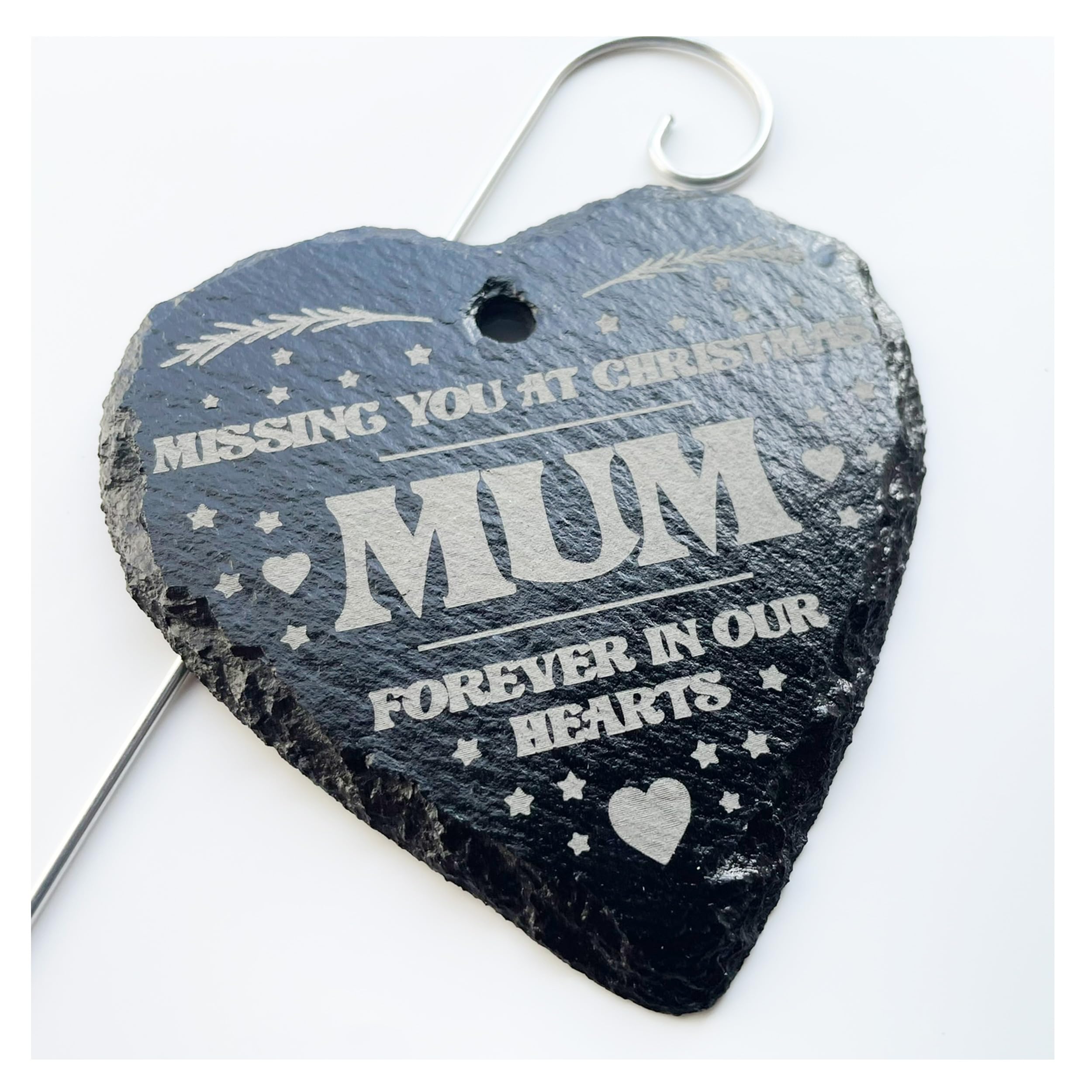 Missing You At Christmas: Mum Dad Any Name Personalised Slate Heart Grave Marker Memorial (Personalised)