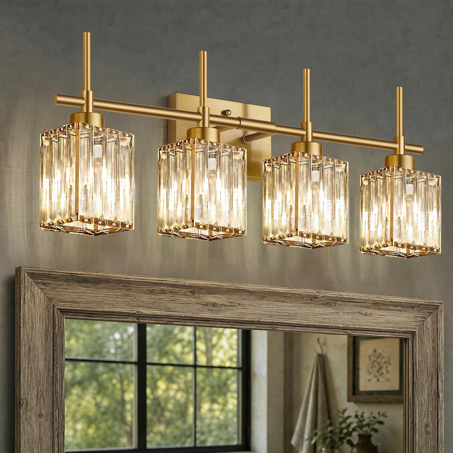 Photo 1 of Torondo Crystal Bathroom Vanity Light - 4-Light, Brushed Gold