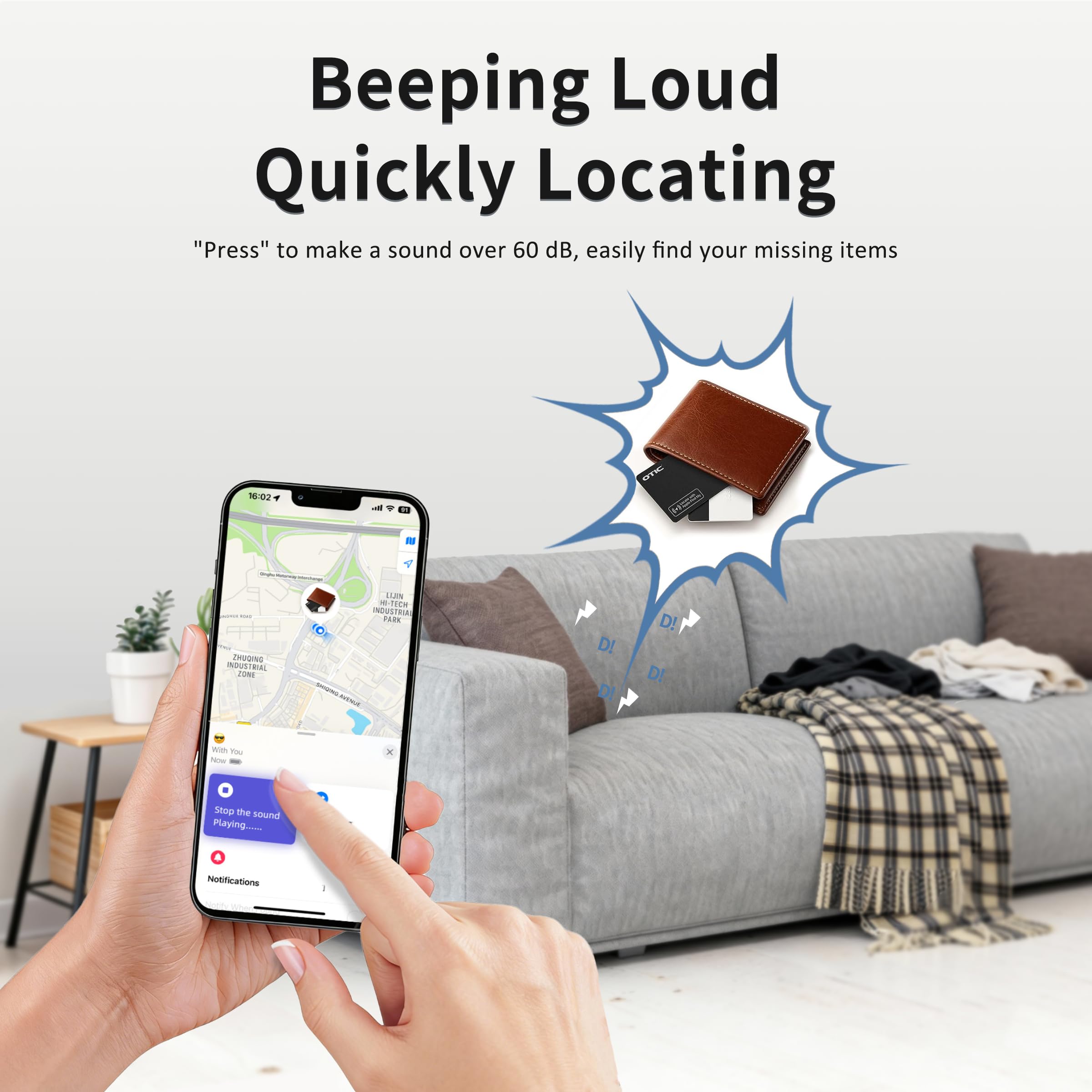OTIC Custodia per portafoglio, ultra-sottile da 1,7 mm, ricaricabile, funziona con Apple Find My (solo iOS), localizzatore di oggetti per etichette bagagli, passaporti, telefono, impermeabile IP67