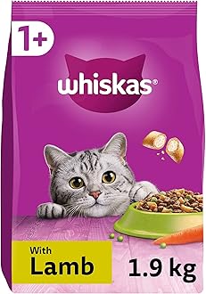 whiskas1+ Lamb Pack of 4 x 1.9 kg, Adult Cat Dry Food