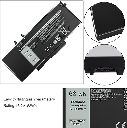 Miniatura 3 de Gomarty 68WH 3HWPP - Batería para laptop Dell Latitude 5401 5410 5411 5501 5510 5511 Precisión 3541 3551 Inspiron 7706 2 en 1 Inspiron 17 75007506 2