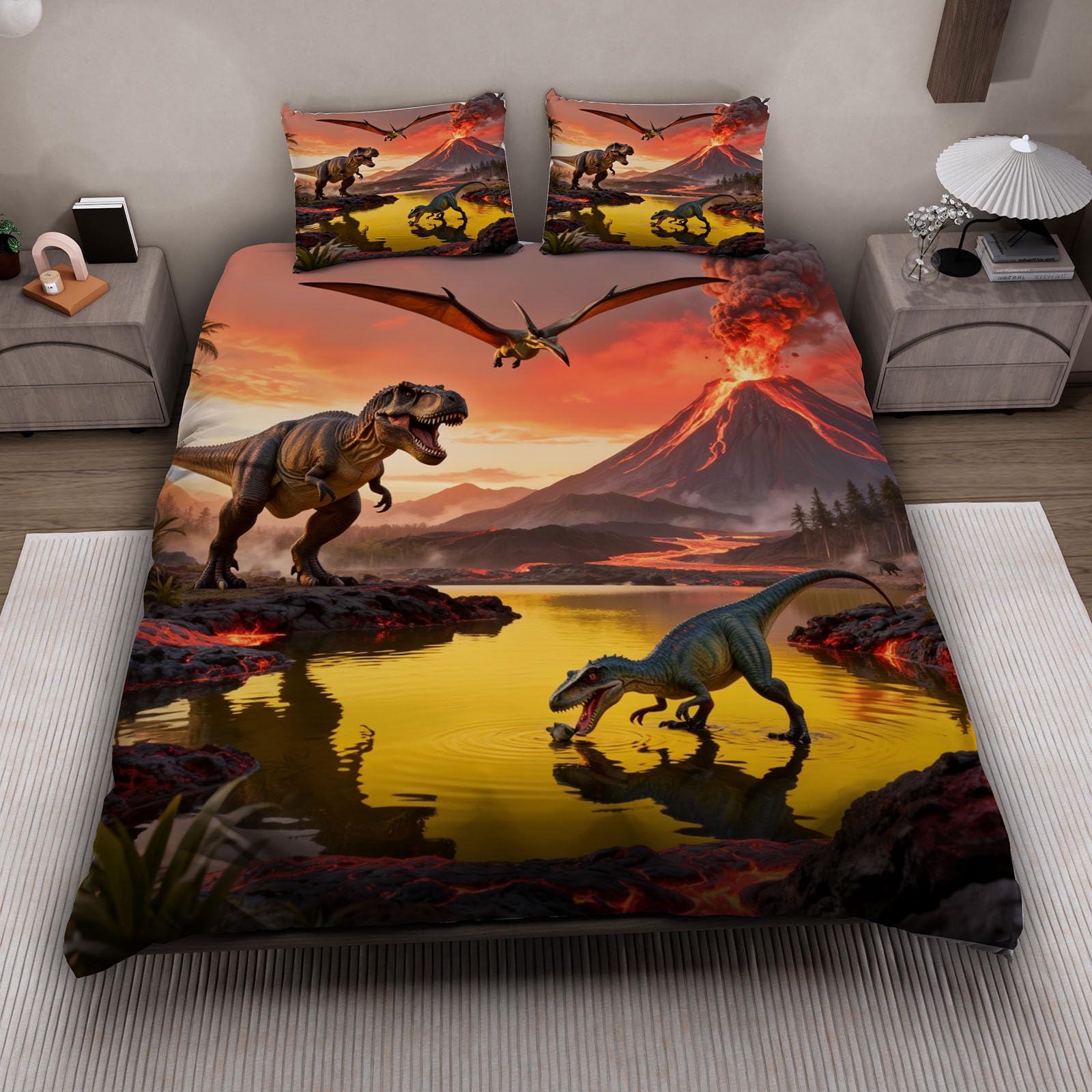 Housse de couette dinosaure 3D rétro pour une décoration de chambre originale