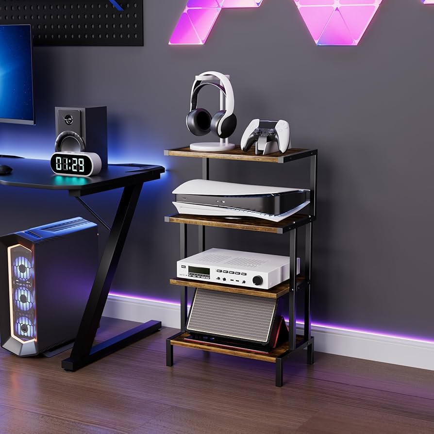 送料無料！ゲーム機収納AVラック Amazon.co.jp: Aquzee 4段ゲーム収納ラック、高さ78cm x 奥行き