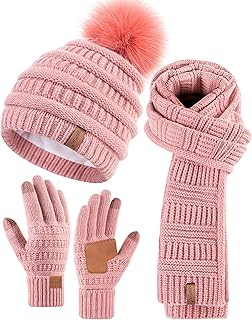 Sponsored You’re seeing this ad based on the product’s relevance to your search query.Learn more about this advertisement SENPUKI Mütze, Schal & Handschuh-Sets für Damen, Beanie Mütze Damen Winter mit Bommel Fleece Gefütterte, Touchscreen Handschuhe Schal Wärmer Cap 3-in-1 Geschenk Set für Kaltes Wetter