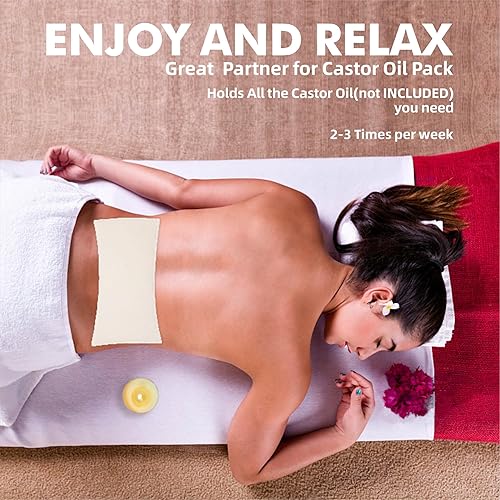 Miniatura 4 de Paquete de 2 piezas de franela de algodón orgánico sin blanquear para aceite de ricino, sin desorden y reutilizable, compresión de calor calmante