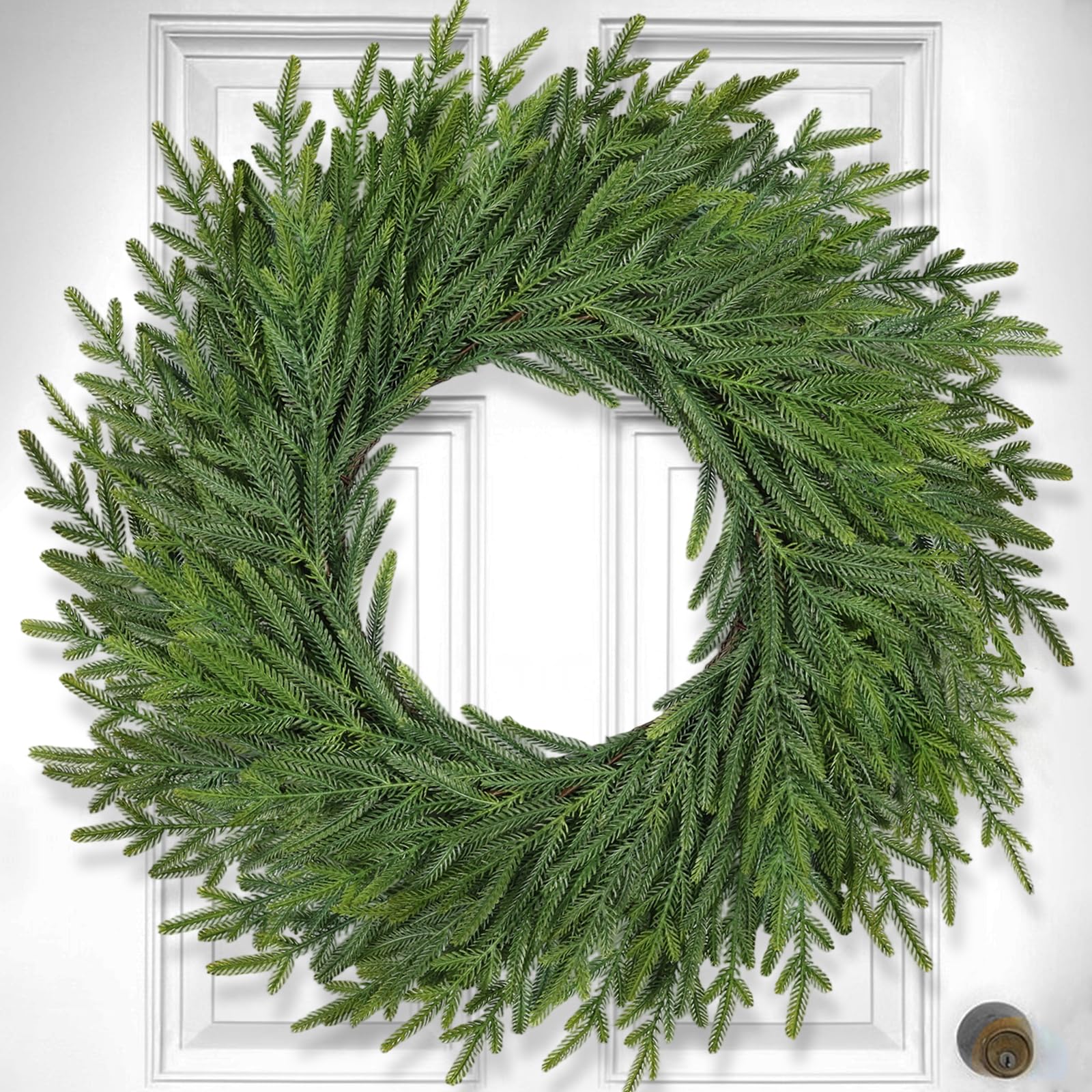 26 Inch Christmas Wreaths for Front Door Real Touch Large Xmas Winter Pine Cedar Wreaths for Windows Outdoor Indoor Christmas Holiday Home Yard Farmhouse Wall Front Door Porch Hanging Decor Clearance